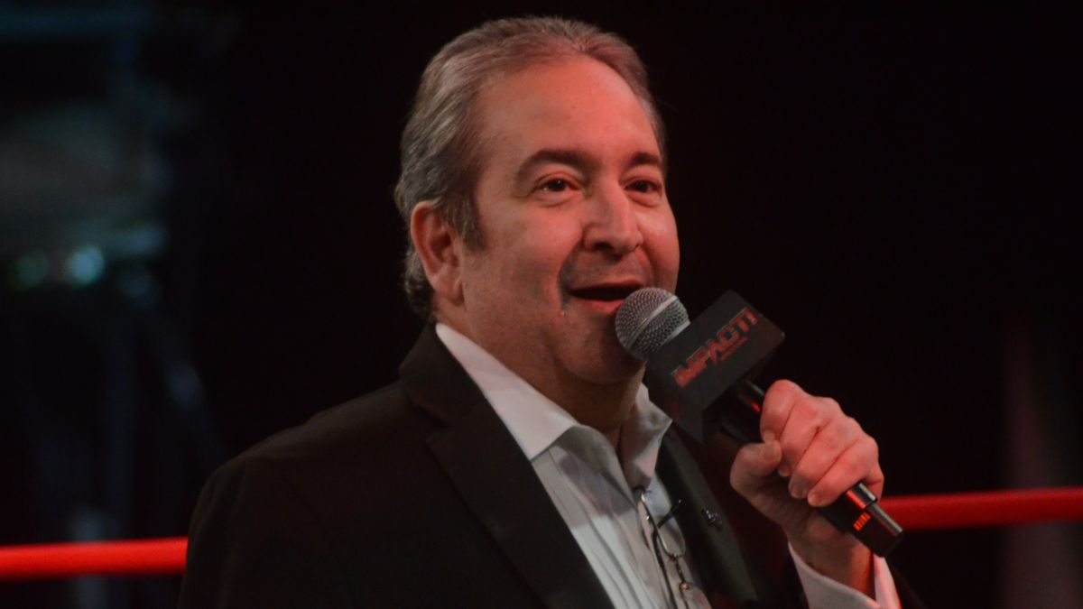 Ring announcer Dave Penzer at Impact Wrestling Sacrifice on Friday, March 24, 2023, at St. Clair College in Windsor, Ontario. Photo by Brad McFarlin