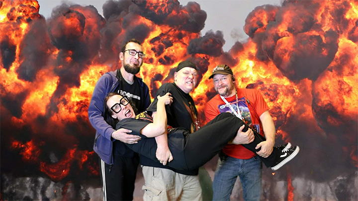 The Figure Gore podcast co-hosts together at last. From left to right: Joe Tong, Jamie Hemmings, Mad Man Pondo and Robert Bellamy. Photo credit: Teresa Oldham.