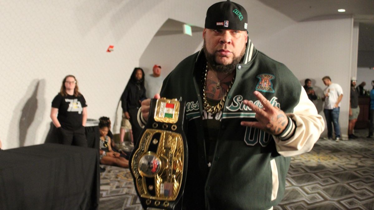 Tyrus with the Ten Pounds of Gold at NWA 75. Credit: Tommy 