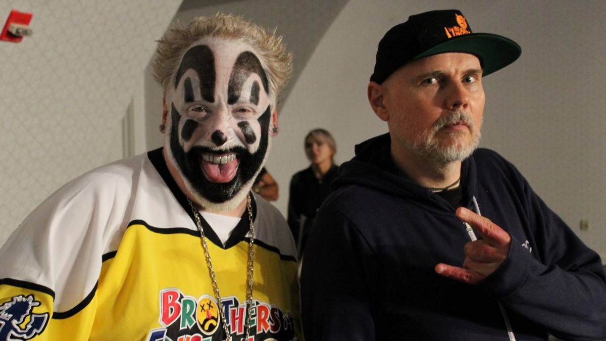 Violent J of Insane Clown Posse and Billy Corgan Behind the Scenes at NWA 75. Credit: Tommy 