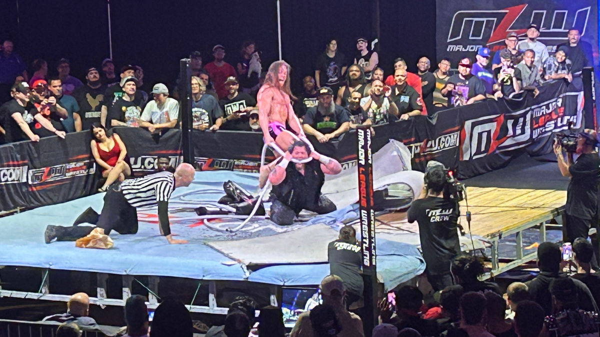Matt Riddle in control of Sami Callihan at the end of MLW Blood & Thunder at the Coliseum in St. Petersburg, Florida, on Friday, July 12, 2024. Photo by Thomas Starr