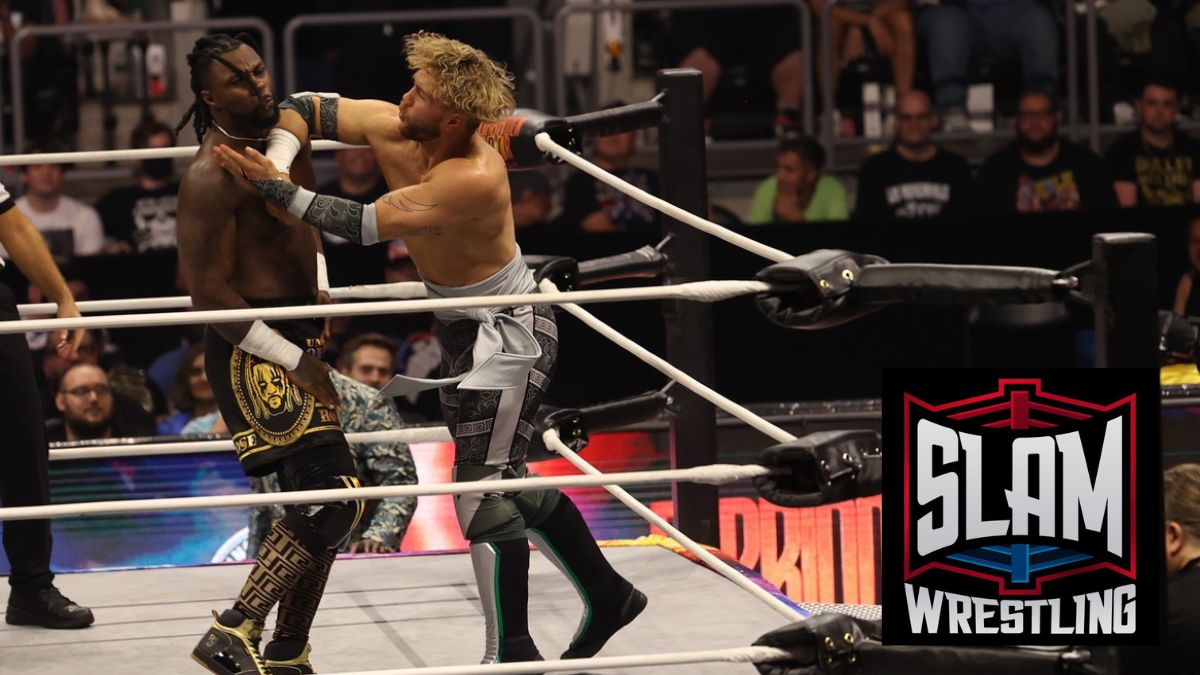 Swerve Strickland and Will Ospreay battle at AEW Forbidden Door at UBS Arena in Belmont Park, NY, on Long Island, on Sunday, June 30, 2024. Photo by George Tahinos, https://georgetahinos.smugmug.com