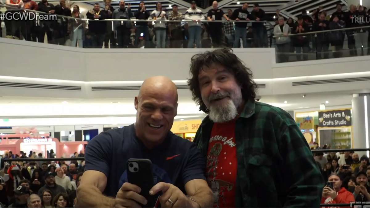 Kurt Angle and Mick Foley at GCW on Friday, November 22, 2024
