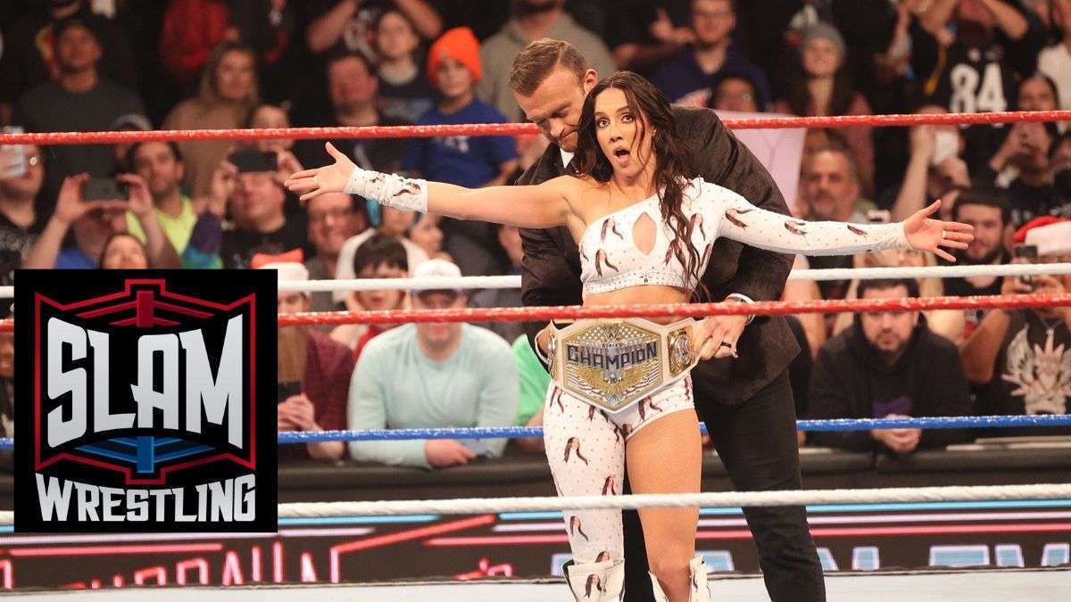 Nick Aldis wraps the US Women's title around the waist of Chelsea Green at WWE Saturday Night's Main Event on Saturday, December 14, 2024, at the Nassau Veterans Memorial Coliseum in Uniondale, New York. Photo by George Tahinos, georgetahinos.smugmug.com