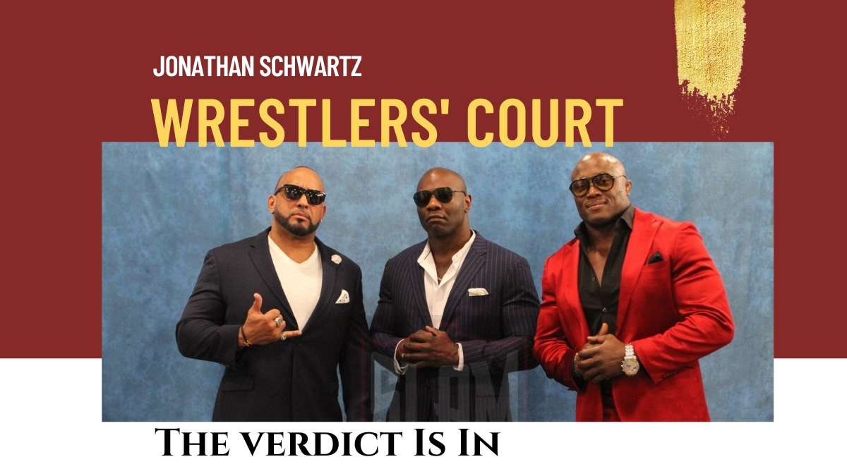 The Hurt Business/Syndicate (MVP, Shelton Benjamin and Bobby Lashley) at The Big Event fan fest on Saturday, November 9, 2024, at the Suffolk Credit Union Arena in Brentwood, NY. Photo by George Tahinos, https://georgetahinos.smugmug.com