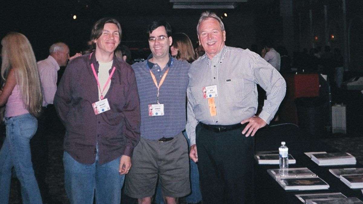 Kurt Nielsen, Greg Oliver and Ed Wiskoski at the 2004 Cauliflower Alley Club reunion.