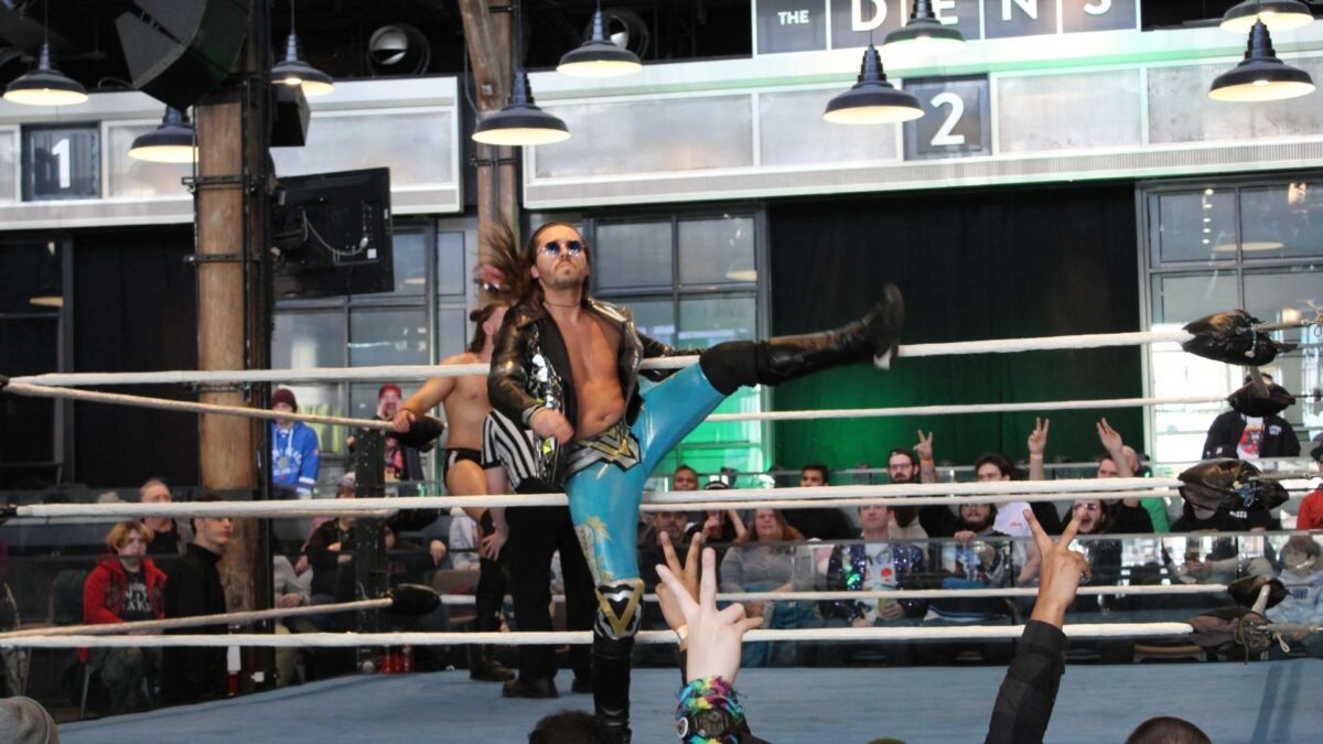 Vaughn Vertigo makes his entrance vs. Jax Williams for Smash Werestling at the Rec Room in Toronto Feb. 1, 2025.
