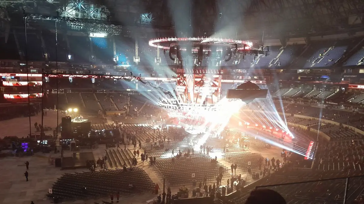 The view from the press box at the Rogers Centre in Toronto, Ontario, at WWE Elimination Chamber on Saturday,, March 1, 2025. Photo by Greg Oliver