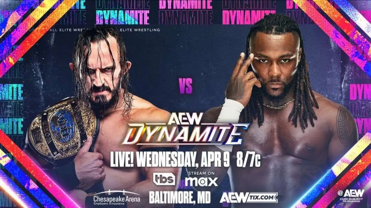AEW Dynamite poster for April 9, 2025 in Baltimore, MD.