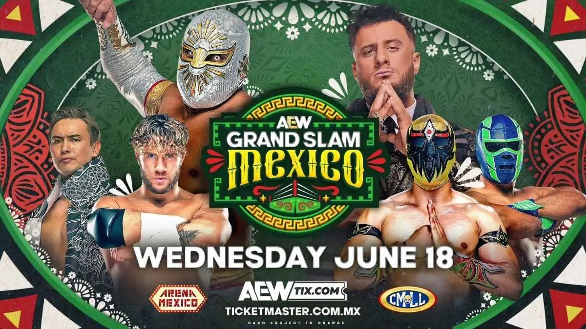 Promo poster for AEW Grand Slam at Arena Mexico June 18, 2025.