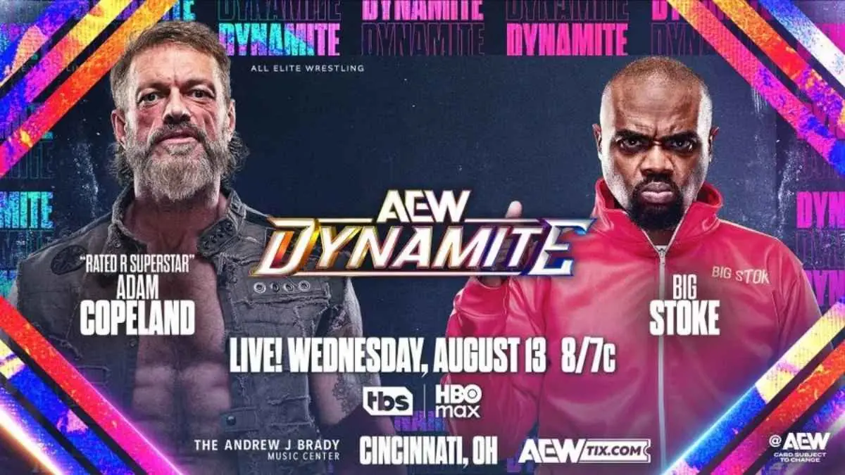 Promo poster for Cope vs. Stoke. Aug 13 Aew Dynamite.