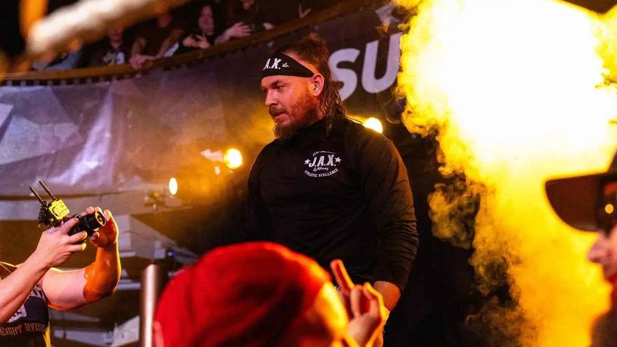Jax Williams makes his entrance, drawing heat from fans. Photo courtesy of justwrestlingca.