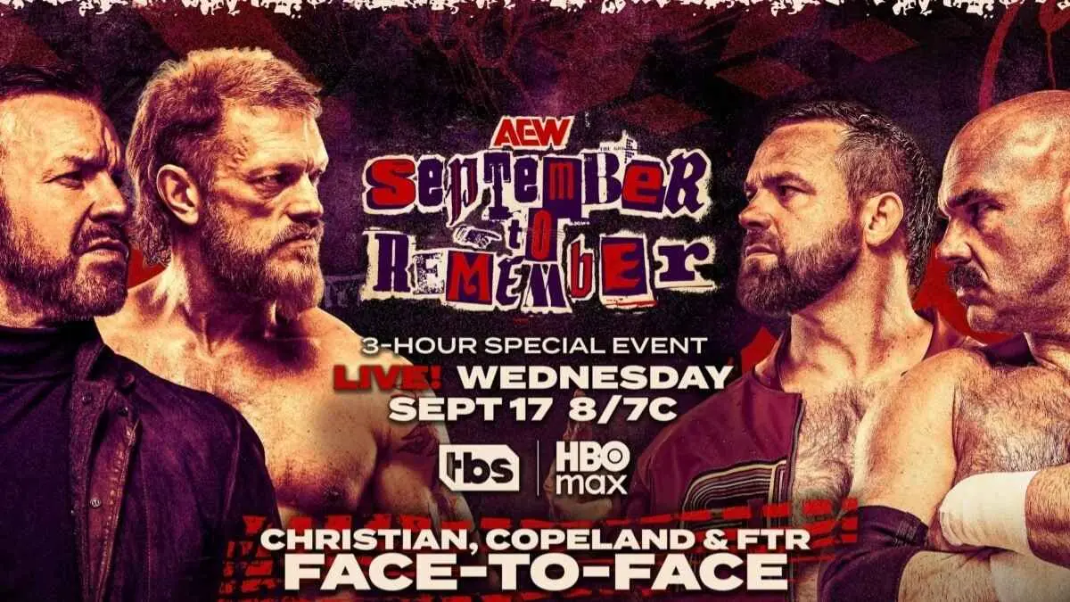 Promo poster for Cage / Copeland and FTR. AEW Dynamite Sept. 18th, 2025 at the Canada Life Place in London, ON, Canada.