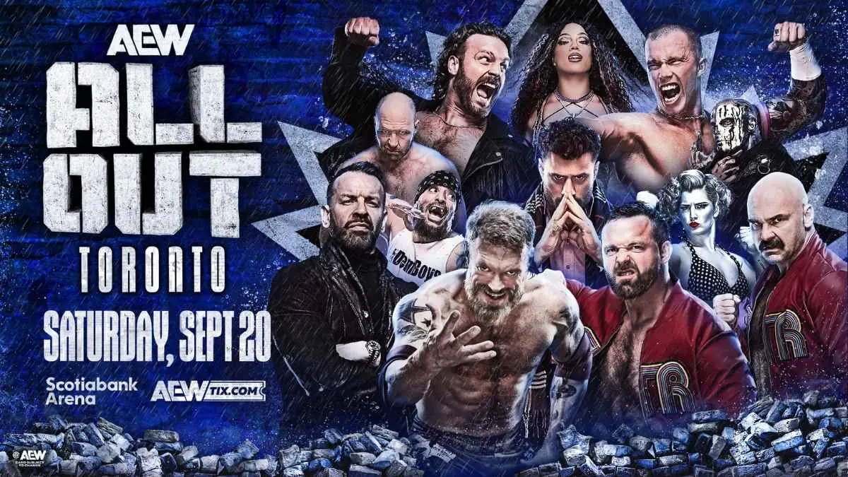 Promo poster for AEW All Out in Toronto on September 20th, 2025.