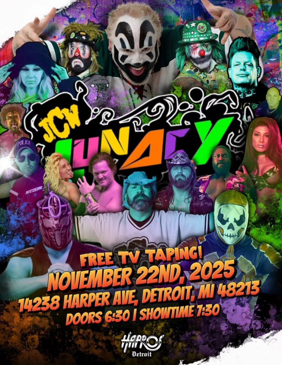 Juggalo Championship Wrestling hosting a turkey drive this Saturday at Harpo's in east Detroit, MI on November 22nd.