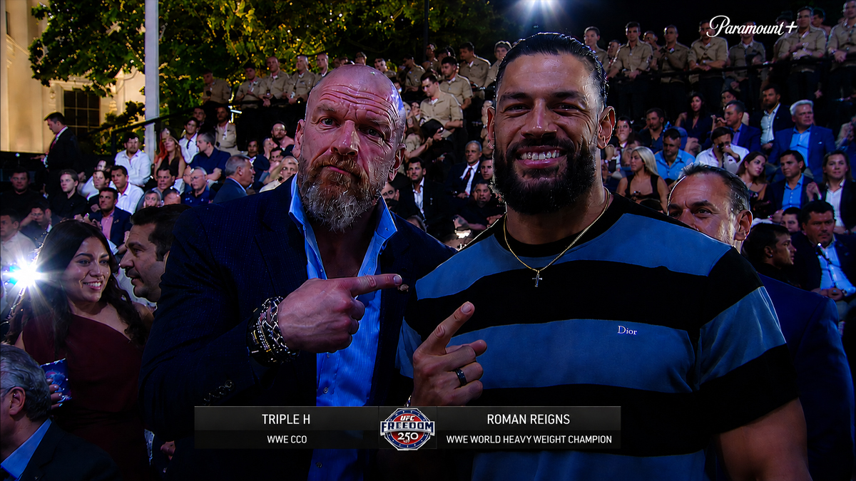 Roman Reigns And Triple H Attend UFC Freedom 250